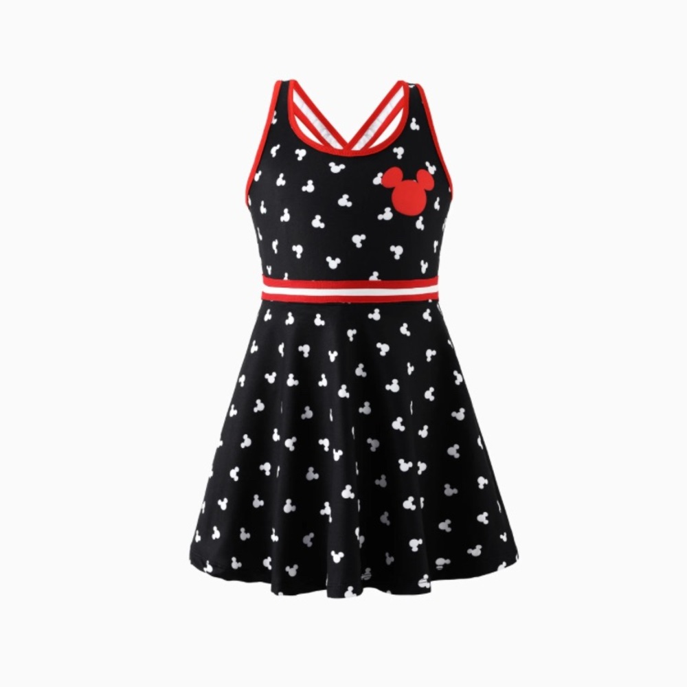 PatPat Black and Red Mickey Kids Dress - Girls 2T